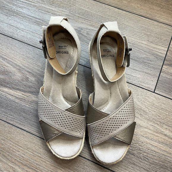 Earth Origins Women's Platinum‎ Naples Natasha Leather Sandals Neutral Size 7M - Picture 2 of 12